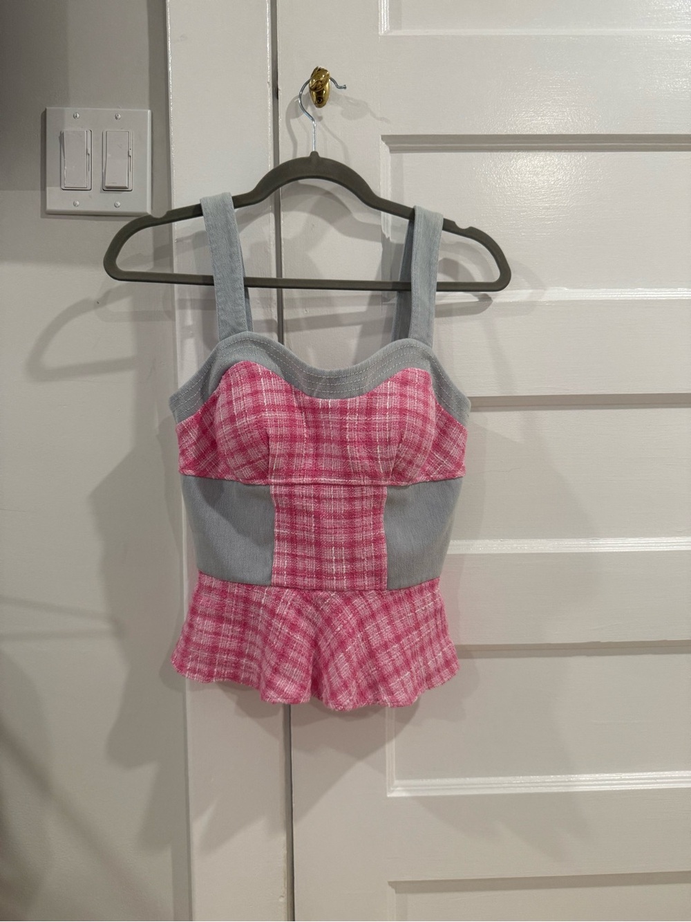 Christian Siriano Pink and Gray Bustier Top